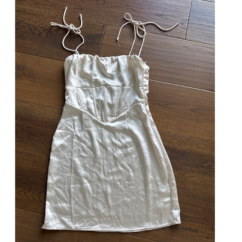 Princess Polly Satin Mini Dress Champagne Corset Tie Strap Womens US 4 Coquette